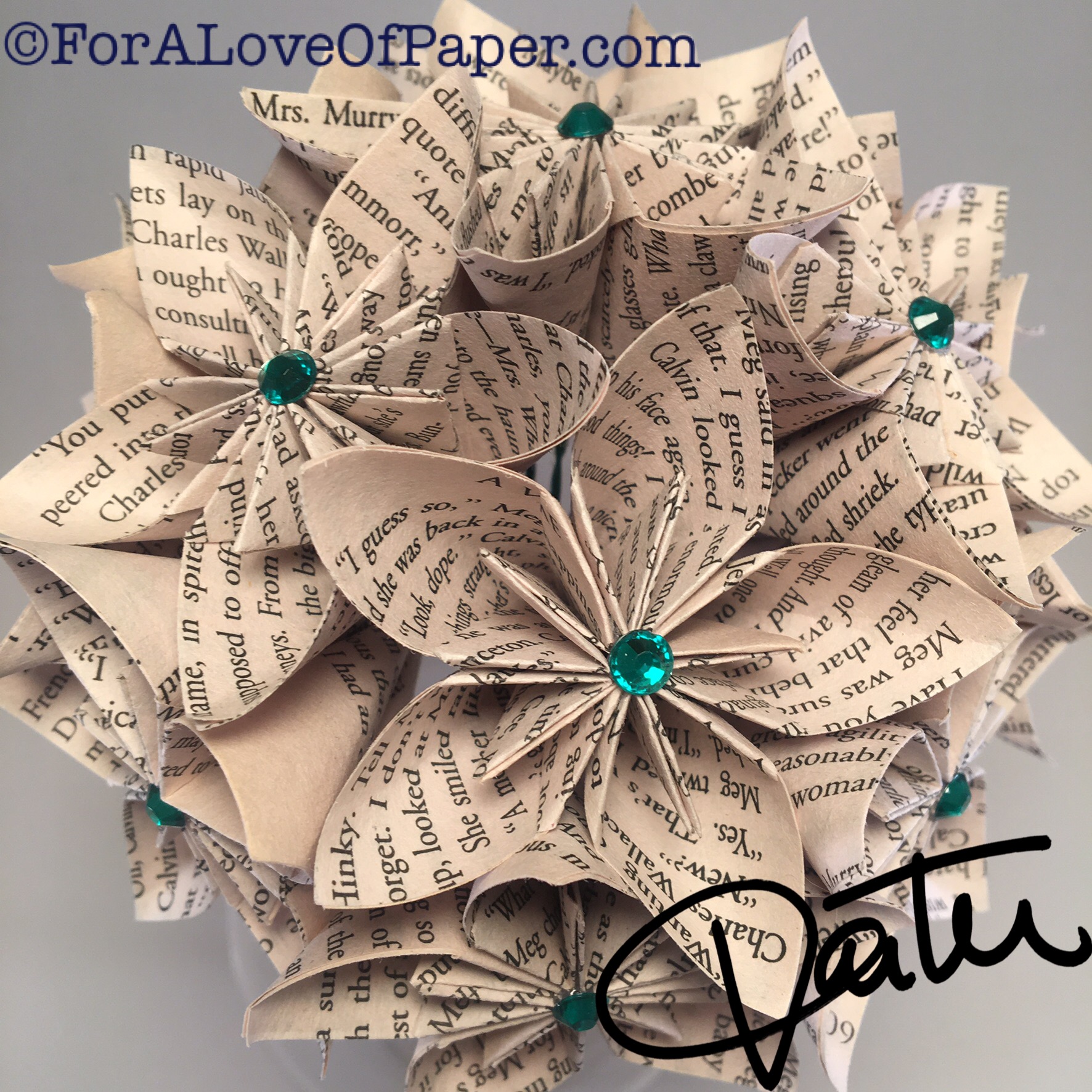 Paper flowers made from book A Wrinkle in Time