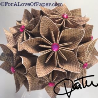 Burlap pattern paper flowers