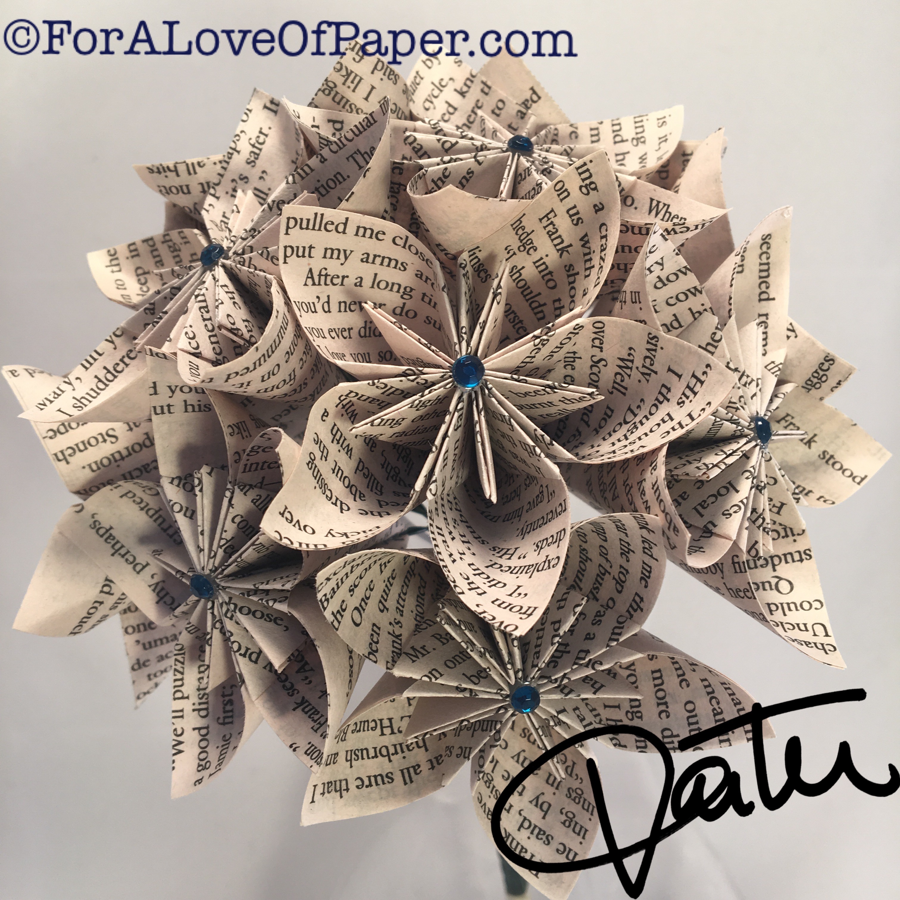 Paper flowers made from the book Outlander