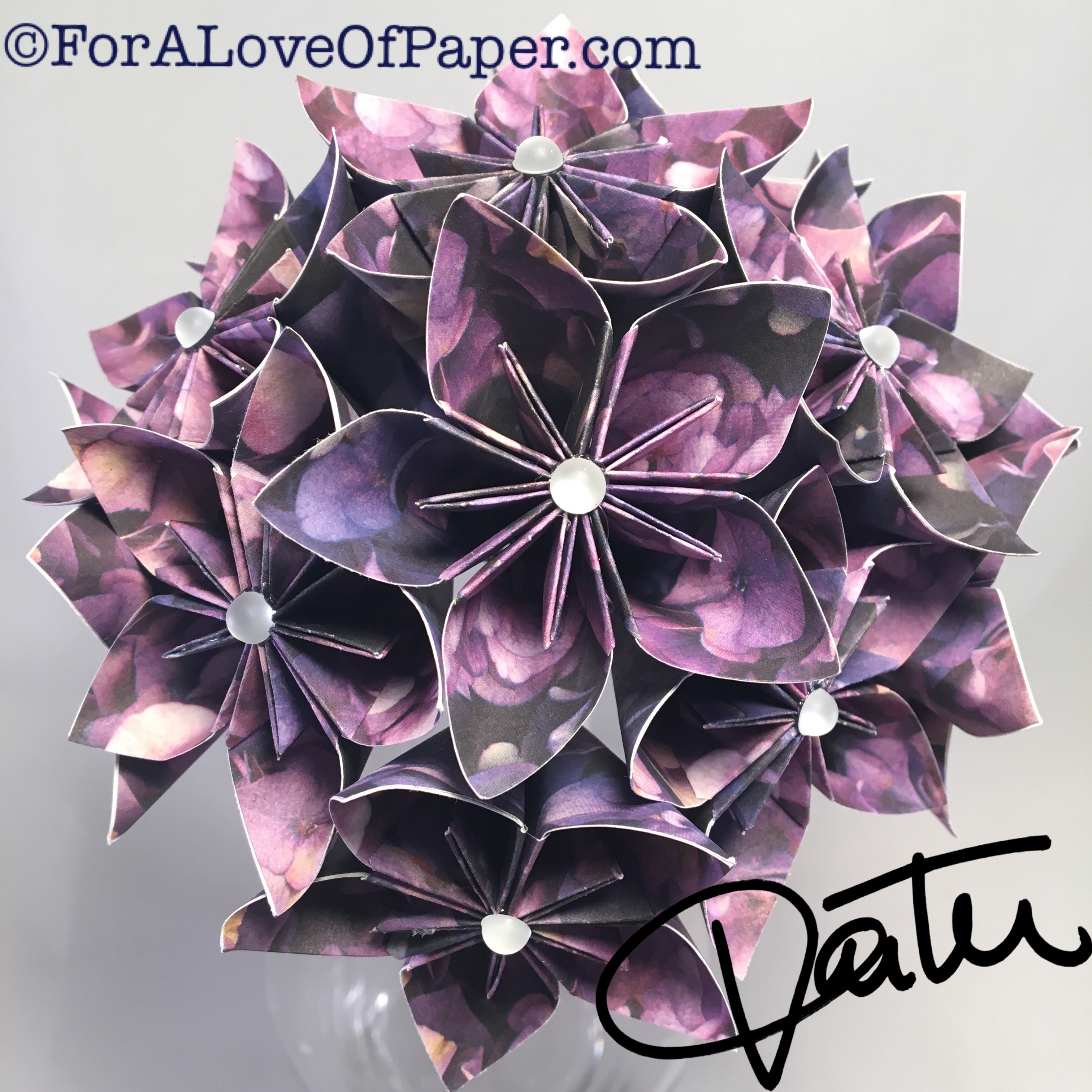 Paper flower bouquet made from hydrangea print