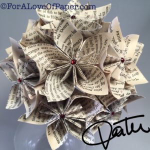 Paper flower bouquet made from Pride and Prejudice novel