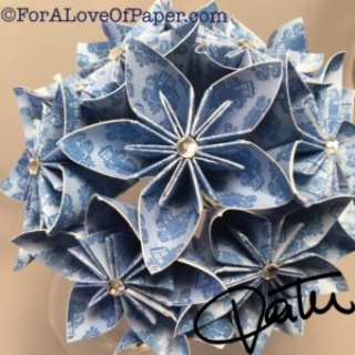 Paper flower bouquet made from TARDIS print paper