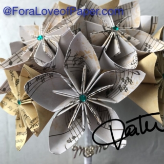 Paper flowers made from sheet music