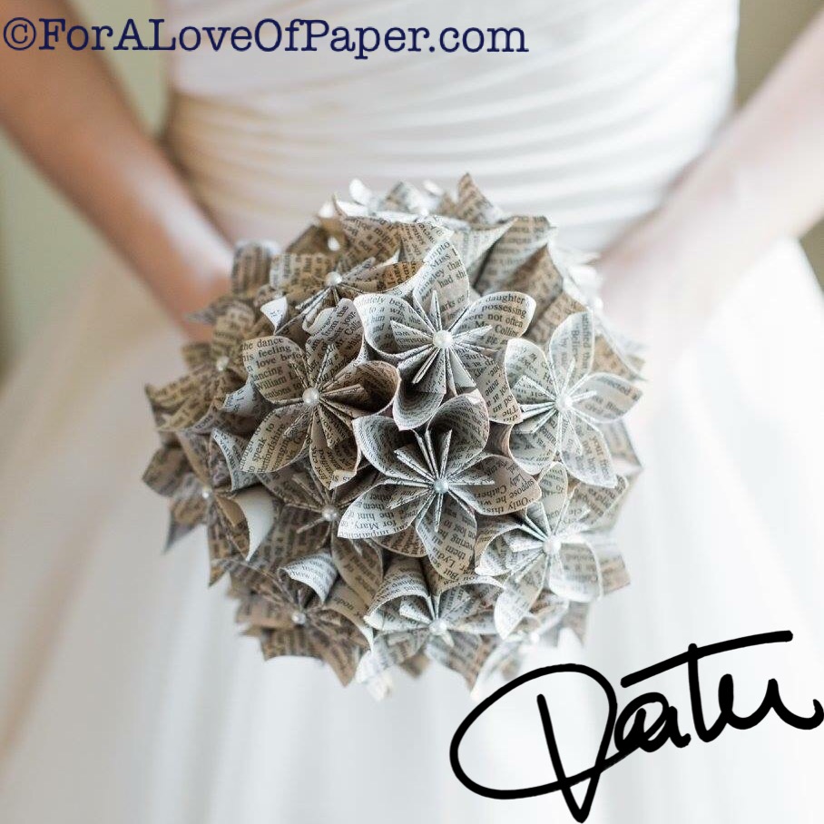 Paper flower wedding bouquet made from book Pride & Prejudice