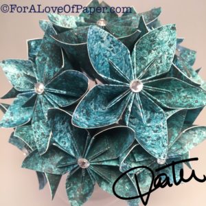Paper flowers in water drops themed scrapbook paper